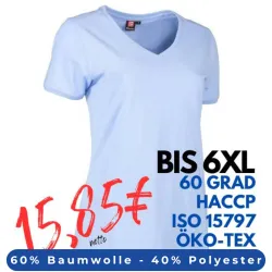 ARBEITS-T-SHIRT DAMEN | PRO Wear CARE 373 von ID / Farbe: hellblau / 60% BAUMWOLLE 40% POLYESTER