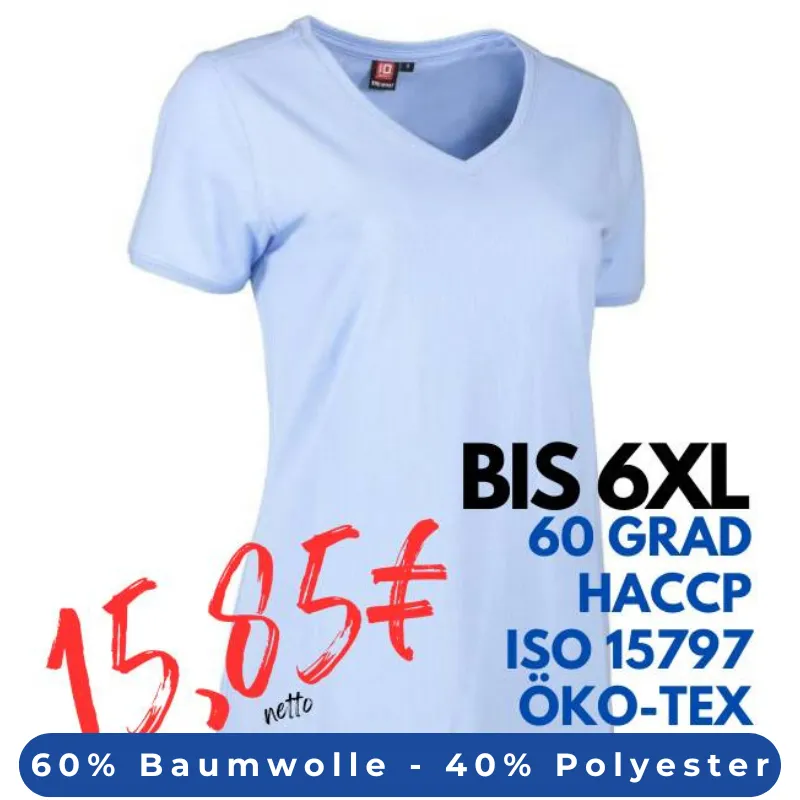 ARBEITS-T-SHIRT DAMEN | PRO Wear CARE 373 von ID / Farbe: hellblau / 60% BAUMWOLLE 40% POLYESTER | MEIN-KASACK.de - KASACK - KASACKS