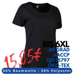 ARBEITS-T-SHIRT DAMEN | PRO Wear CARE O-Neck 371 von ID / Farbe: schwarz / 60% BAUMWOLLE 40% POLYESTER