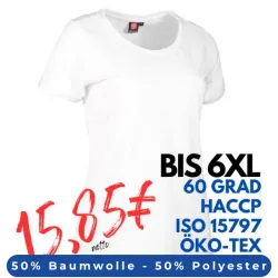 ARBEITS-T-SHIRT DAMEN | PRO Wear CARE O-Neck 371 von ID / Farbe: weiß / 60% BAUMWOLLE 40% POLYESTER