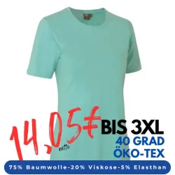 ARBEITS-T-SHIRT DAMEN | Stretch Komfort 595 von ID / Farbe: Alt-aqua / 75% Baumwolle 20% Viskose 5% Elasthan