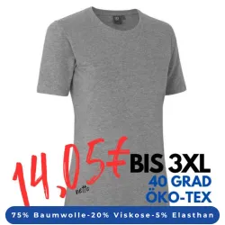 ARBEITS-T-SHIRT DAMEN | Stretch Komfort 595 von ID / Farbe: Grau meliert / 75% Baumwolle 20% Viskose 5% Elasthan
