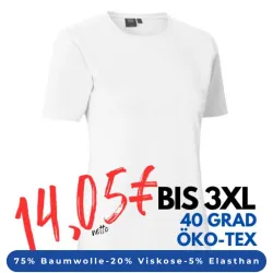 ARBEITS-T-SHIRT DAMEN | Stretch Komfort 595 von ID / Farbe: Weiß / 75% Baumwolle 20% Viskose 5% Elasthan