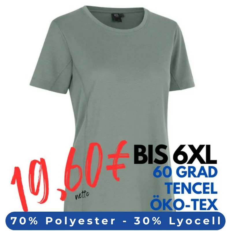 ARBEITS-T-SHIRT DAMEN | TENCEL 529 von ID / Farbe: Alt-grün / 70% Polyester (recycled) 30% Lyocell | MEIN-KASACK.de - KASACK - KASACKS