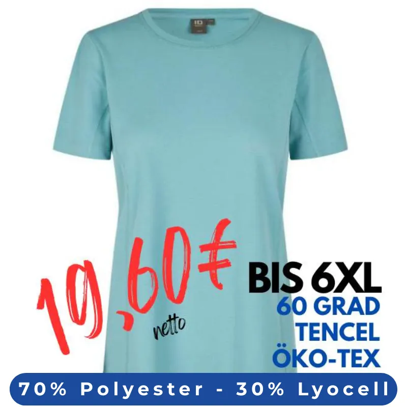 ARBEITS-T-SHIRT DAMEN | TENCEL 529 von ID / Farbe: altaqua / 70% Polyester (recycled) 30% Lyocell | MEIN-KASACK.de - KASACK - KASACKS