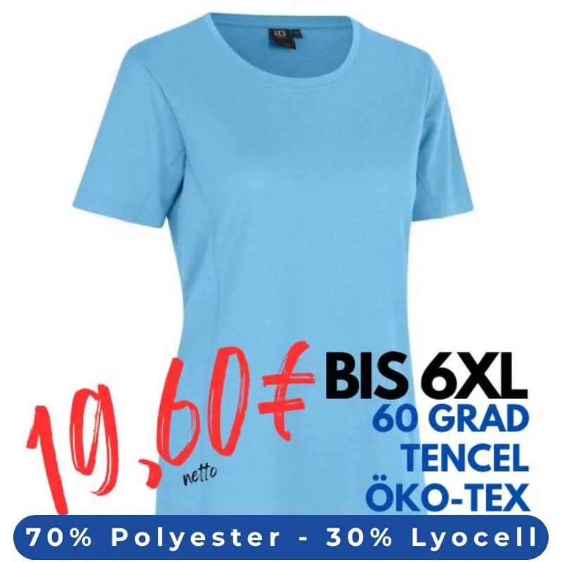 ARBEITS-T-SHIRT DAMEN | TENCEL 529 von ID / Farbe: Hellblau / 70% Polyester (recycled) 30% Lyocell | MEIN-KASACK.de - KASACK - KASACKS