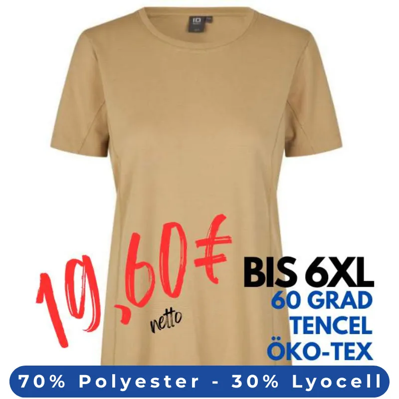 ARBEITS-T-SHIRT DAMEN | TENCEL 529 von ID / Farbe: sand / 70% Polyester (recycled) 30% Lyocell | MEIN-KASACK.de - KASACK - KASACKS