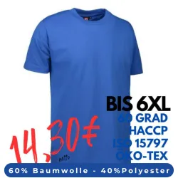 ARBEITS-T-SHIRT HERREN | PRO Wear 300 von ID / Farbe: azur / 60% BAUMWOLLE 40% POLYESTER