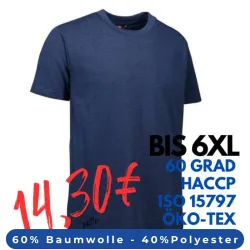 ARBEITS-T-SHIRT HERREN | PRO Wear 300 von ID / Farbe: blau / 60% BAUMWOLLE 40% POLYESTER