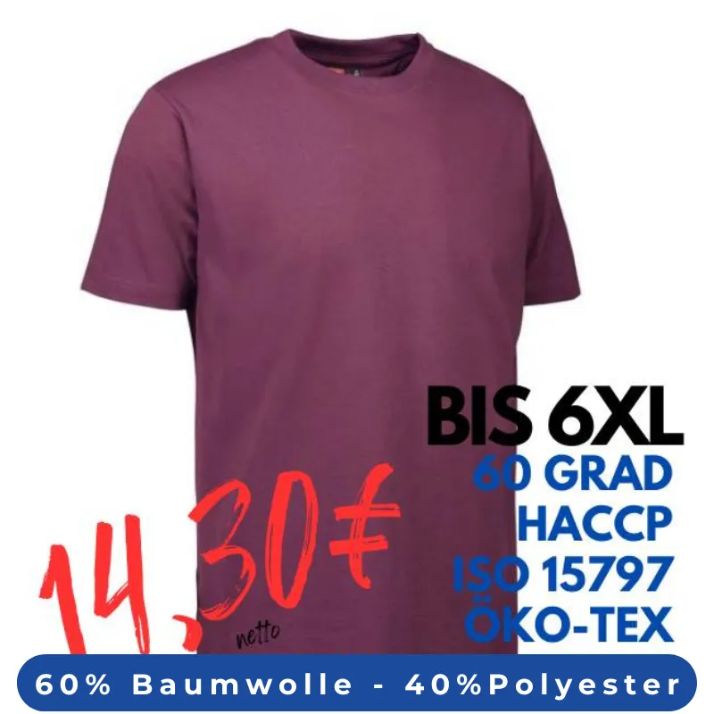 ARBEITS-T-SHIRT HERREN | PRO Wear 300 von ID / Farbe: bordeaux / 60% BAUMWOLLE 40% POLYESTER | MEIN-KASACK.de - KASACK - KASACKS