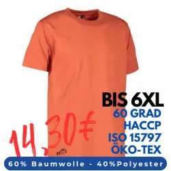 ARBEITS-T-SHIRT HERREN | PRO Wear 300 von ID / Farbe: coral / 60% BAUMWOLLE 40% POLYESTER