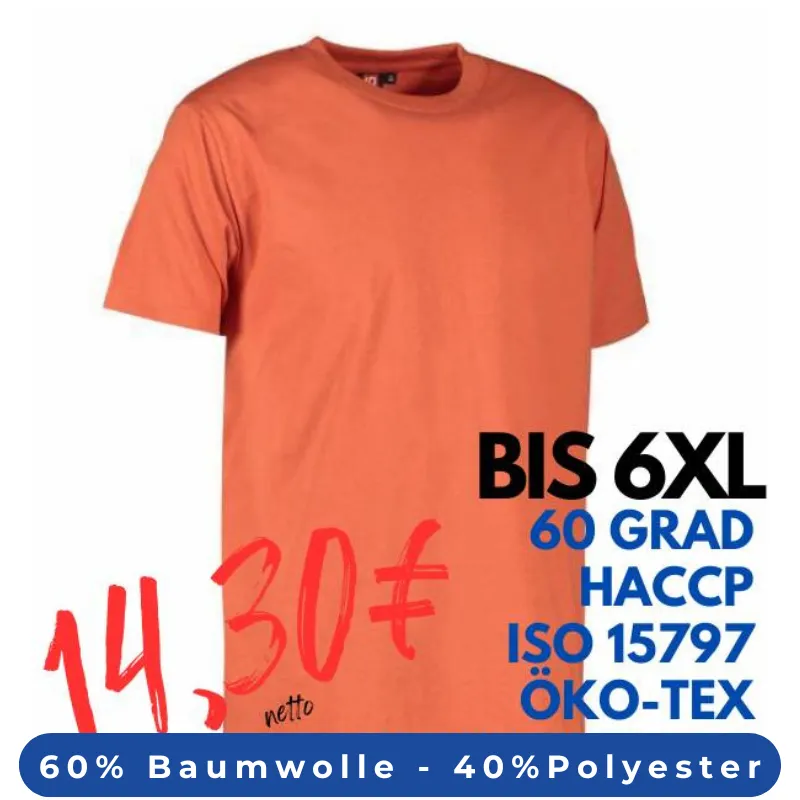ARBEITS-T-SHIRT HERREN | PRO Wear 300 von ID / Farbe: coral / 60% BAUMWOLLE 40% POLYESTER | MEIN-KASACK.de - KASACK - KASACKS