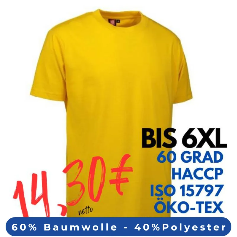 ARBEITS-T-SHIRT HERREN | PRO Wear 300 von ID / Farbe: gelb / 60% BAUMWOLLE 40% POLYESTER | MEIN-KASACK.de - KASACK - KASACKS