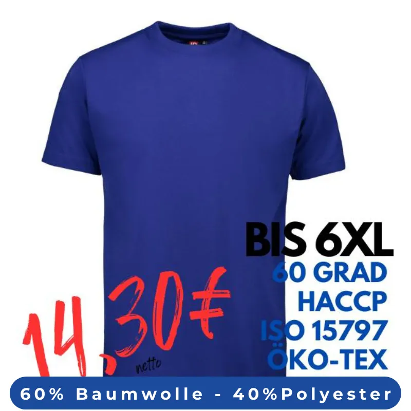 ARBEITS-T-SHIRT HERREN | PRO Wear 300 von ID / Farbe: königsblau / 60% BAUMWOLLE 40% POLYESTER | MEIN-KASACK.de - KASACK - KASACKS
