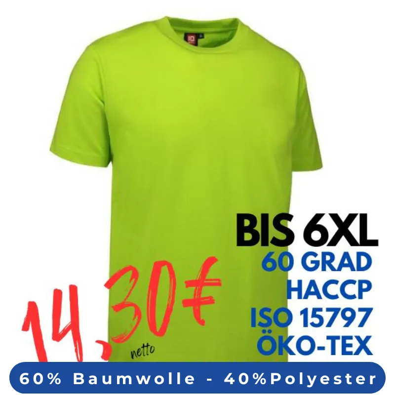 ARBEITS-T-SHIRT HERREN | PRO Wear 300 von ID / Farbe: lime / 60% BAUMWOLLE 40% POLYESTER | MEIN-KASACK.de - KASACK - KASACKS