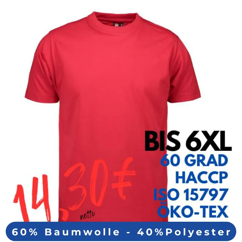 ARBEITS-T-SHIRT HERREN | PRO Wear 300 von ID / Farbe: rot / 60% BAUMWOLLE 40% POLYESTER | MEIN-KASACK.de - KASACK - KASACKS
