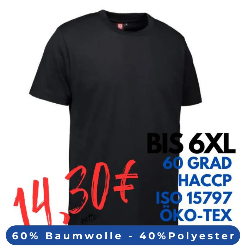 ARBEITS-T-SHIRT HERREN | PRO Wear 300 von ID / Farbe: schwarz / 60% BAUMWOLLE 40% POLYESTER | MEIN-KASACK.de - KASACK - KASACKS
