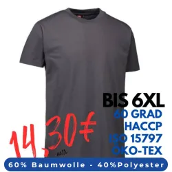 ARBEITS-T-SHIRT HERREN | PRO Wear 300 von ID / Farbe: silbergrau / 60% BAUMWOLLE 40% POLYESTER