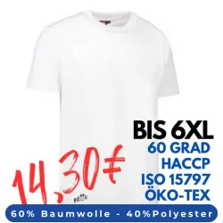 ARBEITS-T-SHIRT HERREN | PRO Wear 300 von ID / Farbe: weiß / 60% BAUMWOLLE 40% POLYESTER