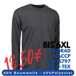 ARBEITS-T-SHIRT HERREN | PRO Wear 311 von ID / Farbe: grau / 60% BAUMWOLLE 40% POLYESTER