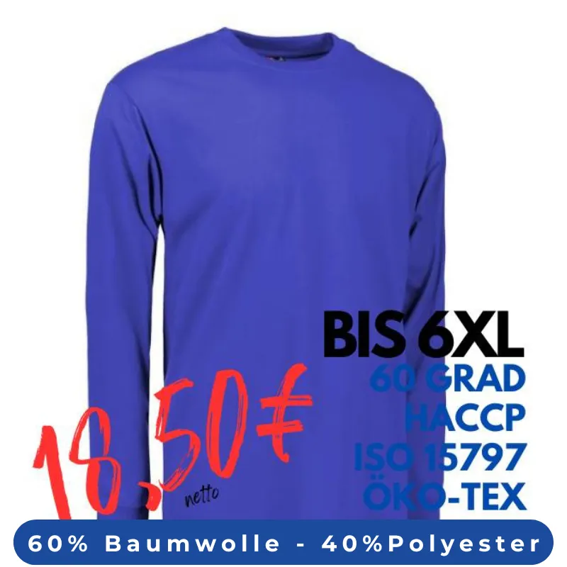 ARBEITS-T-SHIRT HERREN | PRO Wear 311 von ID / Farbe: königsblau / 60% BAUMWOLLE 40% POLYESTER | MEIN-KASACK.de - KASACK - KASACKS