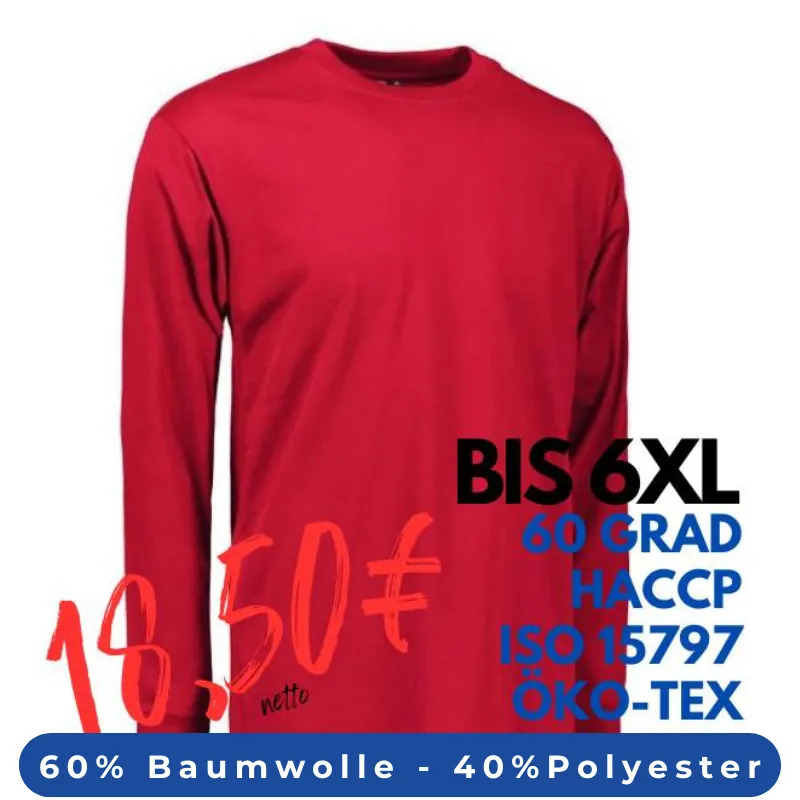 ARBEITS-T-SHIRT HERREN | PRO Wear 311 von ID / Farbe: rot / 60% BAUMWOLLE 40% POLYESTER | MEIN-KASACK.de - KASACK - KASACKS