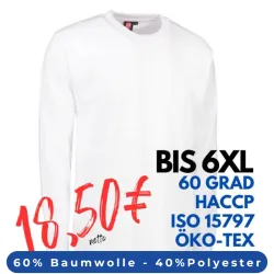 ARBEITS-T-SHIRT HERREN | PRO Wear 311 von ID / Farbe: weiß / 60% BAUMWOLLE 40% POLYESTER