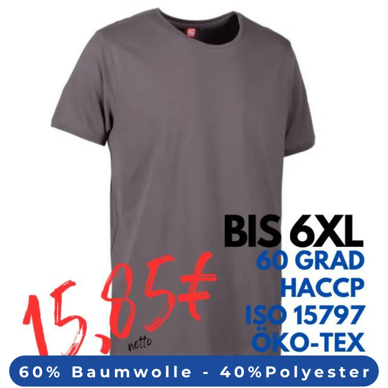 ARBEITS-T-SHIRT HERREN | PRO Wear CARE O-Neck 370 von ID / Farbe: grau / 60% BAUMWOLLE 40% POLYESTER | MEIN-KASACK.de - KASACK - KASACKS