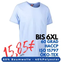 ARBEITS-T-SHIRT HERREN | PRO Wear CARE O-Neck 370 von ID / Farbe: hellblau / 60% BAUMWOLLE 40% POLYESTER
