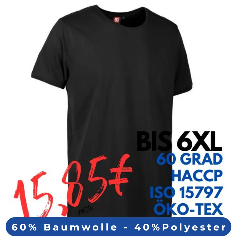 ARBEITS-T-SHIRT HERREN | PRO Wear CARE O-Neck 370 von ID / Farbe: schwarz / 60% BAUMWOLLE 40% POLYESTER | MEIN-KASACK.de - KASACK - KASACKS