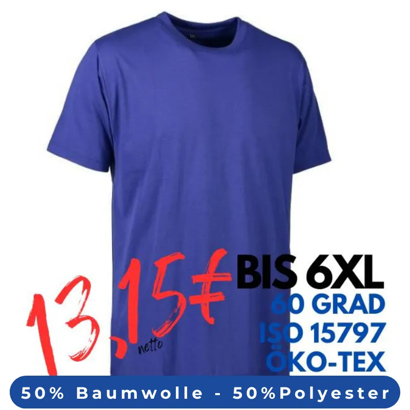 ARBEITS-T-SHIRT HERREN | PRO Wear light 310 von ID / Farbe: königsblau / 50% BAUMWOLLE 50% POLYESTER | MEIN-KASACK.de - KASACK - KASACKS