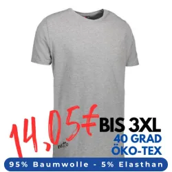 ARBEITS-T-SHIRT HERREN | Stretch Komfort 594 von ID / Farbe: hellgrau / 95% BAUMWOLLE 5% ELASTHAN
