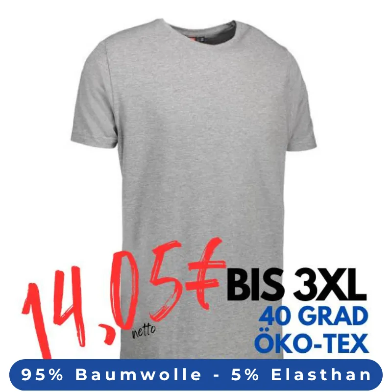 ARBEITS-T-SHIRT HERREN | Stretch Komfort 594 von ID / Farbe: hellgrau / 95% BAUMWOLLE 5% ELASTHAN | MEIN-KASACK.de - KASACK - KASACKS