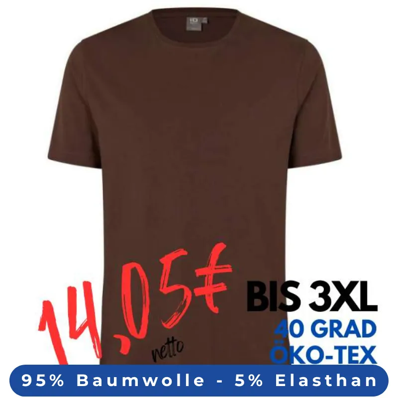 ARBEITS-T-SHIRT HERREN | Stretch Komfort 594 von ID / Farbe: mokka / 95% BAUMWOLLE 5% ELASTHAN | MEIN-KASACK.de - KASACK - KASACKS