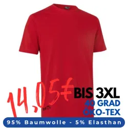 ARBEITS-T-SHIRT HERREN | Stretch Komfort 594 von ID / Farbe: Rot / 95% BAUMWOLLE 5% ELASTHAN
