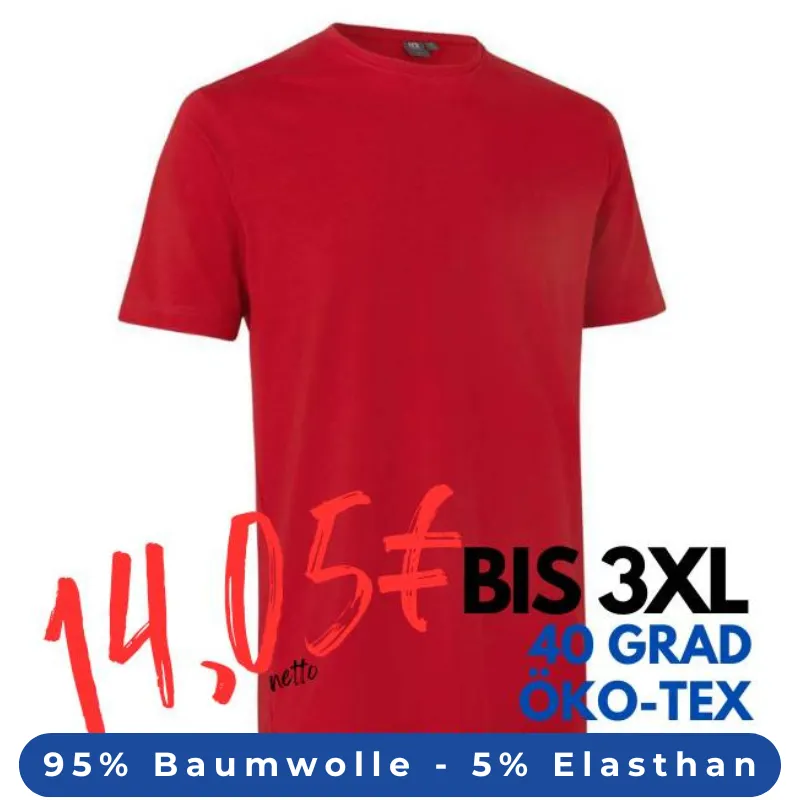 ARBEITS-T-SHIRT HERREN | Stretch Komfort 594 von ID / Farbe: Rot / 95% BAUMWOLLE 5% ELASTHAN | MEIN-KASACK.de - KASACK - KASACKS