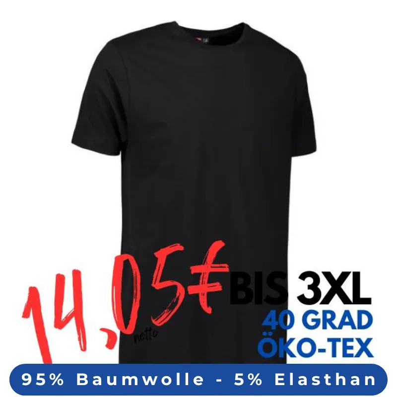 ARBEITS-T-SHIRT HERREN | Stretch Komfort 594 von ID / Farbe: schwarz / 95% BAUMWOLLE 5% ELASTHAN | MEIN-KASACK.de - KASACK - KASACKS