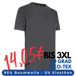 ARBEITS-T-SHIRT HERREN | Stretch Komfort 594 von ID / Farbe: Silber grau / 95% BAUMWOLLE 5% ELASTHAN
