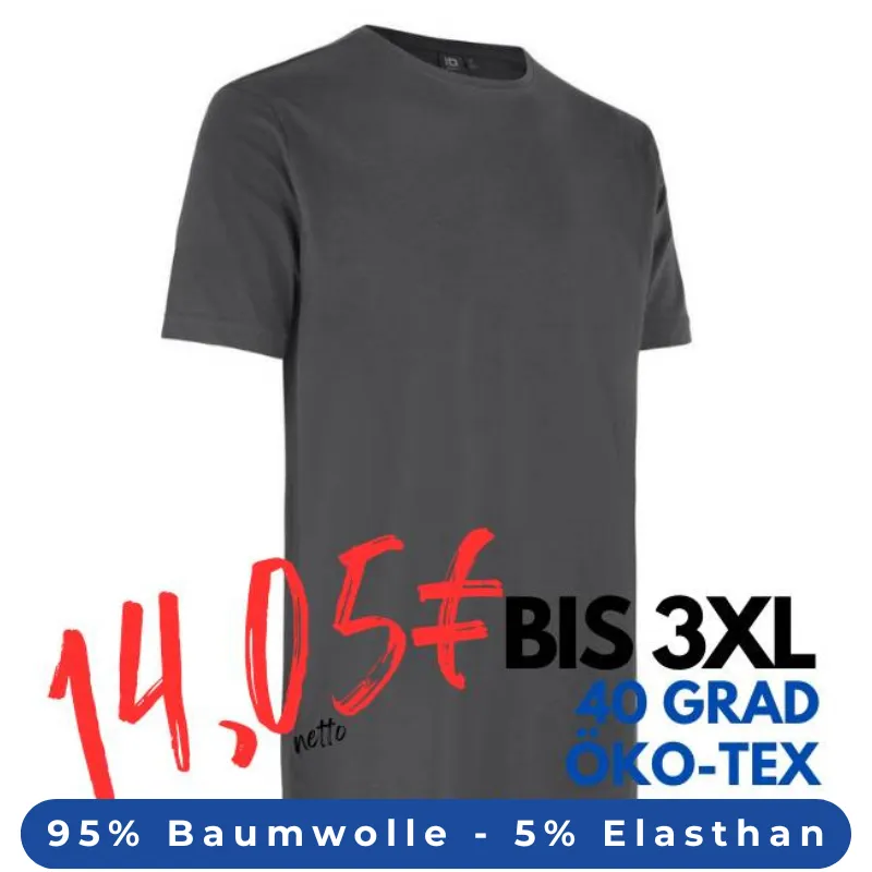 ARBEITS-T-SHIRT HERREN | Stretch Komfort 594 von ID / Farbe: Silber grau / 95% BAUMWOLLE 5% ELASTHAN | MEIN-KASACK.de - KASACK - KASACKS