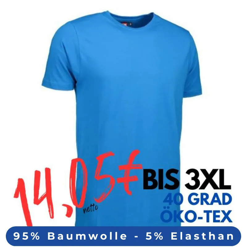 ARBEITS-T-SHIRT HERREN | Stretch Komfort 594 von ID / Farbe: türkis / 95% BAUMWOLLE 5% ELASTHAN | MEIN-KASACK.de - KASACK - KASACKS