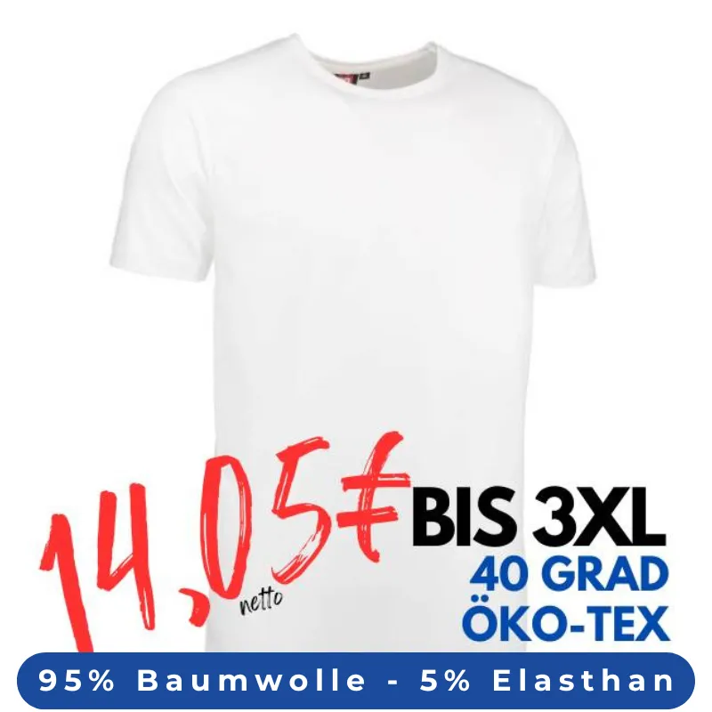 ARBEITS-T-SHIRT HERREN | Stretch Komfort 594 von ID / Farbe: weiß / 95% BAUMWOLLE 5% ELASTHAN | MEIN-KASACK.de - KASACK - KASACKS