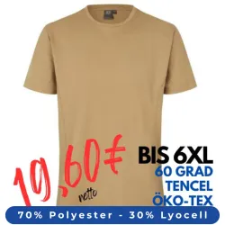 ARBEITS-T-SHIRT HERREN | TENCEL 528 von ID / Farbe: sand / 70% Polyester (recycled) 30% Lyocell