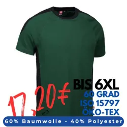 ARBEITS-T-SHIRT HERREN| PRO Wear Kontrast 302 von ID / Farbe: grün / 60% BAUMWOLLE 40% POLYESTER