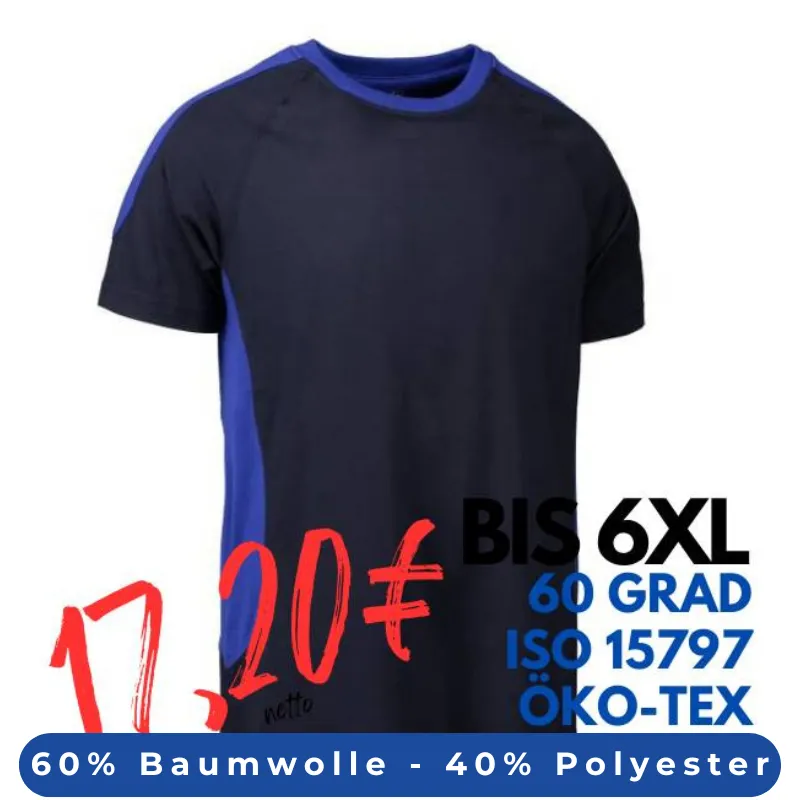 ARBEITS-T-SHIRT HERREN| PRO Wear Kontrast 302 von ID / Farbe: navy / 60% BAUMWOLLE 40% POLYESTER | MEIN-KASACK.de - KASACK - KASACKS