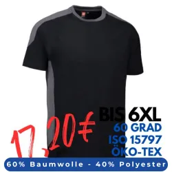 ARBEITS-T-SHIRT HERREN| PRO Wear Kontrast 302 von ID / Farbe: schwarz / 60% BAUMWOLLE 40% POLYESTER