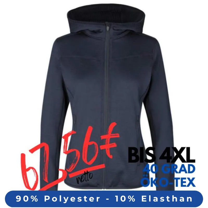 ARBEITSJACKE / FLEECEJACKE DAMEN | Cardigan Stretch Komfort 841 von ID / Farbe: navy / 90% POLYESTER 10% ELASTHAN | MEIN-KASACK.de - KASACK - KASACKS