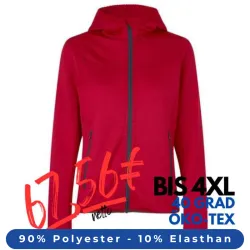 ARBEITSJACKE / FLEECEJACKE DAMEN | Cardigan Stretch Komfort 841 von ID / Farbe: rot / 90% POLYESTER 10% ELASTHAN
