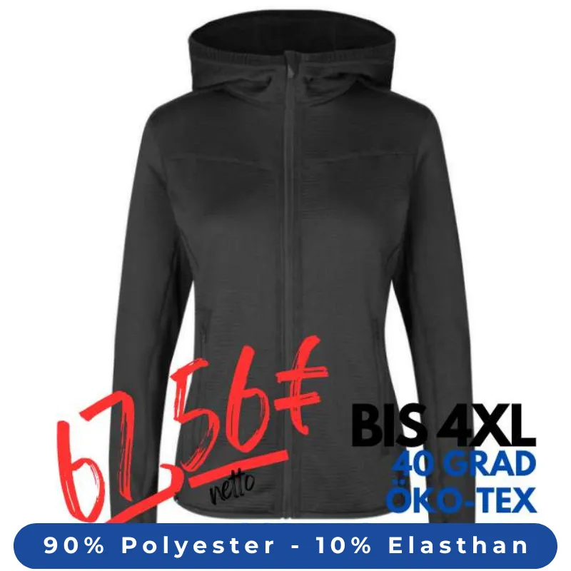 ARBEITSJACKE / FLEECEJACKE DAMEN | Cardigan Stretch Komfort 841 von ID / Farbe: schwarz / 90% POLYESTER 10% ELASTHAN | MEIN-KASACK.de - KASACK - KASACKS