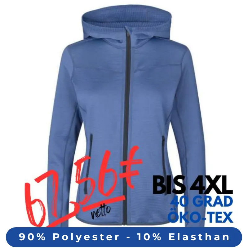 ARBEITSJACKE / FLEECEJACKE DAMEN | Cardigan Stretch Komfort 841 von ID / Farbe: stormy blue / 90% POLYESTER 10% ELASTHAN | MEIN-KASACK.de - KASACK - KASACKS