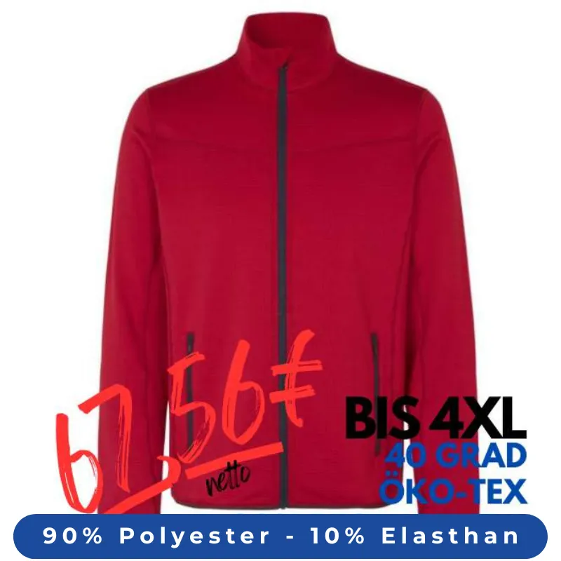 ARBEITSJACKE / FLEECEJACKE HERREN | Cardigan Stretch Komfort 840 von ID / Farbe: rot / 90% POLYESTER 10% ELASTHAN | MEIN-KASACK.de - KASACK - KASACKS